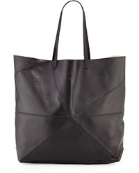 Loewe Lia Origami Leather Tote Bag Black