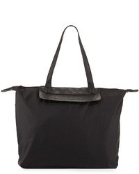 Neiman Marcus Mara Faux Leather Trimmed Tote Bag Black