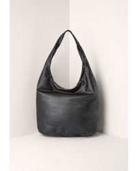 Missguided Faux Leather Slouch Tote Bag Black