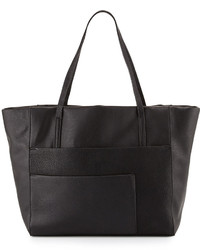 Neiman Marcus Misto Faux Leather Shopper Tote Bag Black