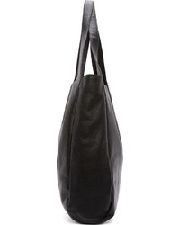 Mm6 Maison Margiela Black Grained Leather Tote Bag
