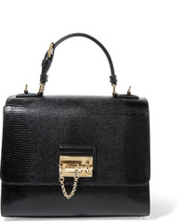 Dolce & Gabbana Monica Medium Lizard Effect Leather Tote Black