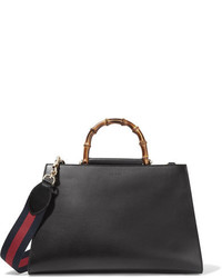 Gucci Nympha Bamboo Large Two Tone Leather Tote Black