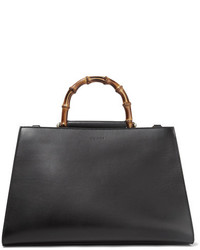 Gucci Nympha Bamboo Large Two Tone Leather Tote Black