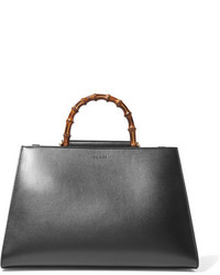 Gucci Nympha Bamboo Medium Leather Tote Black