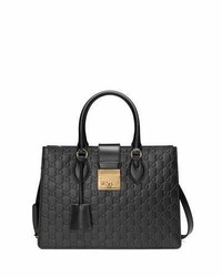 Gucci Padlock Small Ssima Top Handle Tote Bag Black