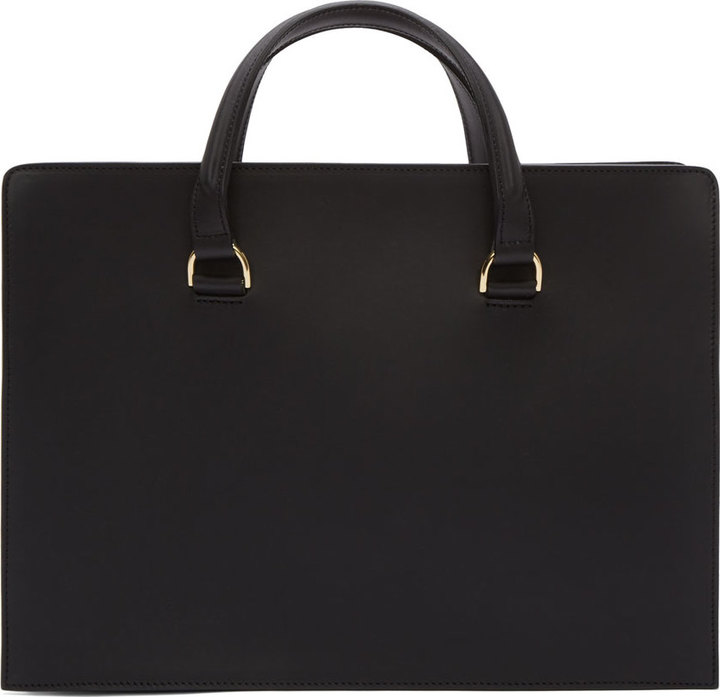Pb 0110 Black Matte Leather Briefcase Tote, $1,155 | SSENSE | Lookastic