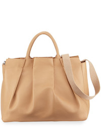 The Row Peggy Pleated Leather Tote Bag