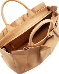 The Row Peggy Pleated Leather Tote Bag
