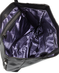 Neiman Marcus Perforated Side Zip Tote Bag Black