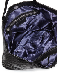 Neiman Marcus Perforated Zip Trim Tote Bag Black
