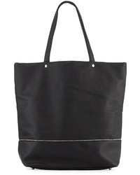 Neiman Marcus Perforated Zip Trim Tote Bag Black
