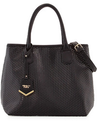 Poverty Flats By Rian Geo Gloss Textured Tote Bag Black