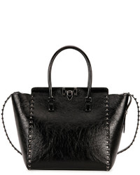 Valentino Rockstud Noir Double Handle Tote Bag Black