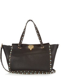 Valentino Rockstud Rolling Grained Leather Tote