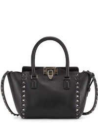 Valentino Rockstud Small Leather Tote Bag Black