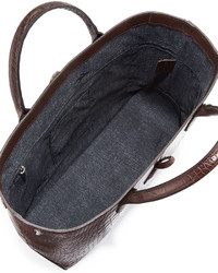 Longchamp Roseau Croco Small Tote Bag Brown