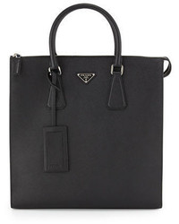 Prada Saffiano Leather Zip Top Tote Bag