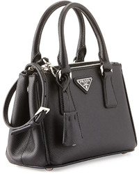 Prada Saffiano Lux Micro Tote Bag Wshoulder Strap Black