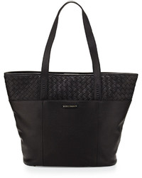 Cole Haan Sam Woven Detail Leather Tote Bag Black