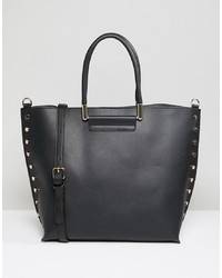 Warehouse Shopper Bag With Stud Detail In Black