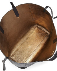 MCM Shopper Project Reversible Leather Tote Bag Blackgold