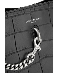 Saint Laurent Shopping Large Croc Effect Leather Tote Black