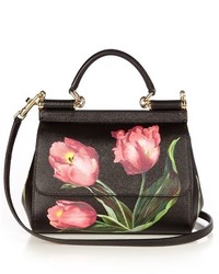 Dolce & Gabbana Sicily Small Tulip Print Leather Cross Body Bag