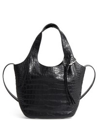 Elizabeth and James Small Finley Embossed Leather Shopper Black