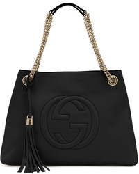Gucci Soho Leather Chain Strap Tote Black