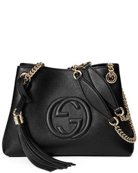 Gucci Soho Small Leather Tote Bag W Chain Straps Black