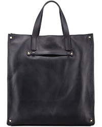 Valentino Stud Corner Leather Tote Bag Black