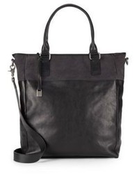 John Varvatos Suede Trimmed Leather Convertible Tote