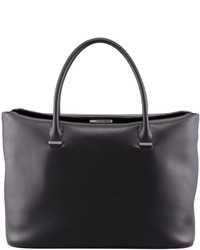 The Row The Carry All Leather Tote Bag Black