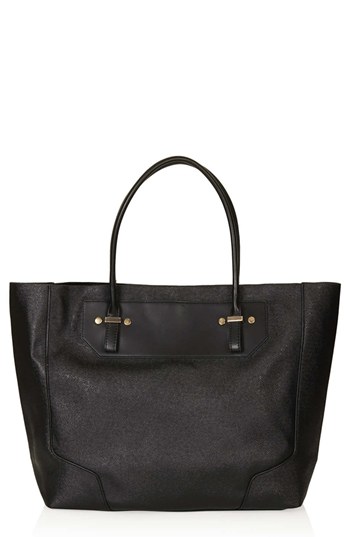 Topshop Faux Leather Tote Black, $72 | Nordstrom | Lookastic