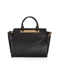 Topshop Plated Faux Leather Tote Black