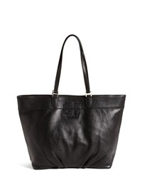Tory Burch Stacked T Leather Tote Black
