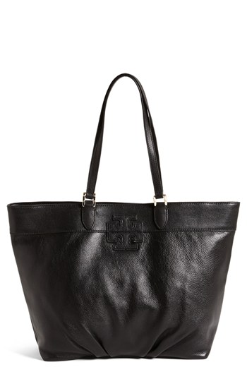 Tory Burch Stacked T Leather Tote Black, $475 | Nordstrom | Lookastic