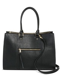Merona Tote Faux Leather Handbag With Zip Front Pocket