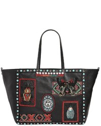 Valentino Medium Beaded Patches Leather Tote Bag