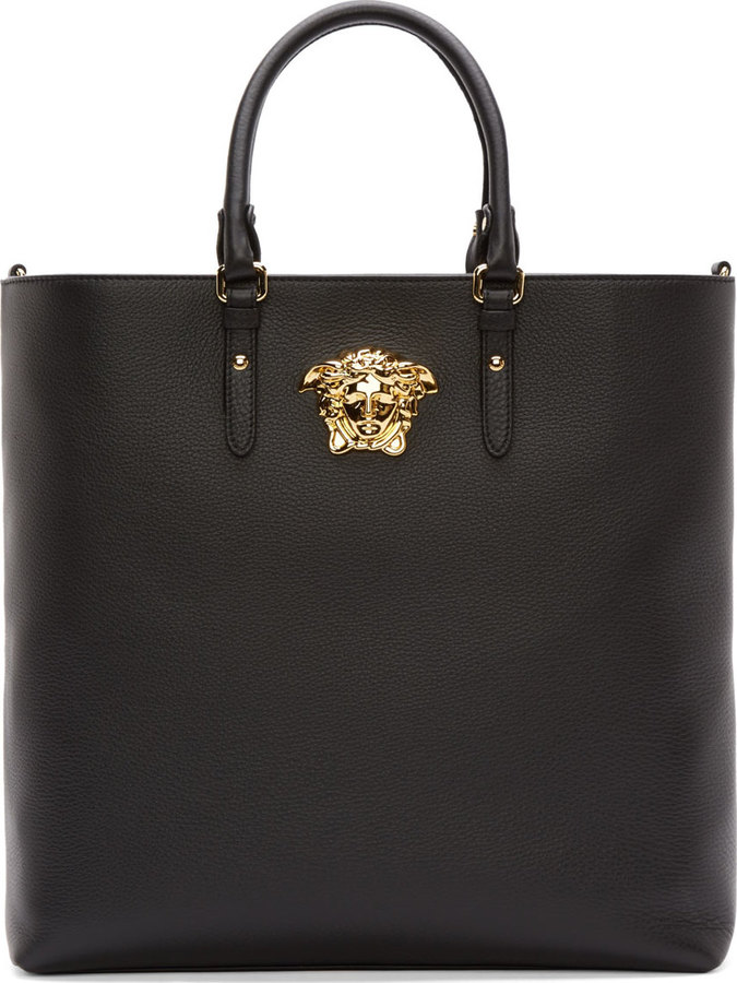 Versace Black Grained Leather Medusa Tote | Where to buy & how to wear