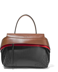Tod's Wave Large Appliqud Leather Tote Black