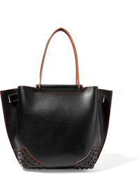 Tod's Wave Shopping Two Tone Leather Tote Black