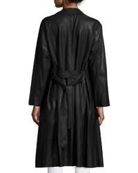 Armani Collezioni Belted Leather Trenchcoat Black
