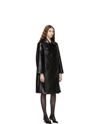Miu Miu Black Croc Leather Double Breasted Trench Coat