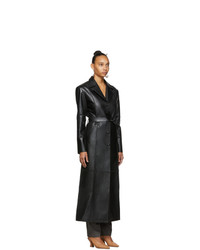 Situationist Black Leather Trench Coat