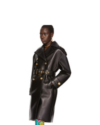Versace Black Leather Trench Coat
