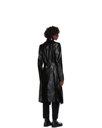Ann Demeulemeester Black Leather Trench Coat