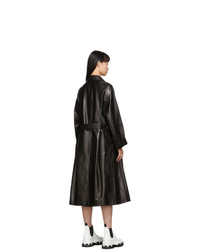 Prada Black Soft Leather A Line Trench Coat