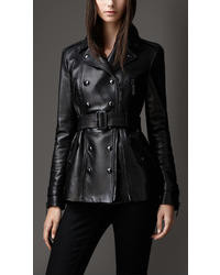 burberry leather trench coat women's